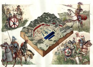 Guerre des Goths (535-553) entre les Byzantins et les Ostrogoths : bataille de Taginae en juillet 552, qui permet aux Byzantins de Justinien de marcher sur Rome depuis Ravenne.