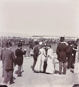 Course de spectateurs dans le parc des Cascine : Giovanni Fabbroni, le marquis Eugenio Niccolini et sa femme, la comtesse Guicciardini, L. Manara - Giorgio Enrico (attr.to) Levi