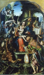 Sainte Famille avec Saint Michel Archange et le Diable disputant les âmes, Saint Bernhard et - Giorgio Gandini del Grano