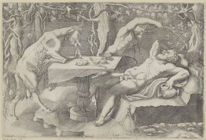 Silenus, un satyre et une chèvre, Silenus endormi
