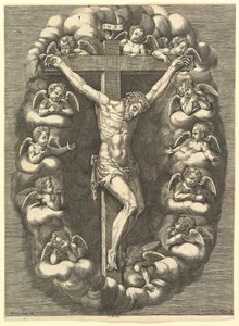 Le Christ crucifié entouré d