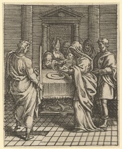 Vierge des Douleurs : La Présentation au Temple, un des neuf compartiments environnants..., avant 1575 - Giorgio Ghisi