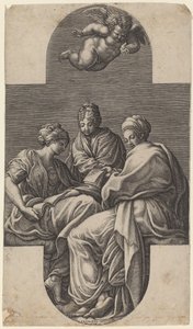 Les Trois Muses et un Putto Gesticulant - Giorgio Ghisi after Francesco Primaticcio