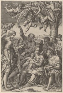 Le repos pendant la fuite en Égypte - Giorgio Ghisi after Giulio Campi