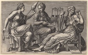 Les trois Parques - Giorgio Ghisi after Giulio Romano