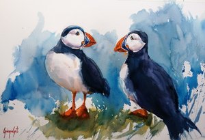 Un couple de macareux colorés - Giorgio Gosti