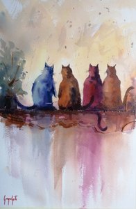 Quatre chats colorés - Giorgio Gosti