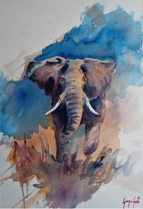 Aquarelle « Éléphant majestueux »