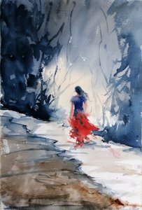 Robe rouge, forêt d