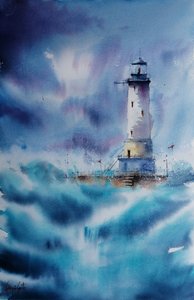 Les vagues du phare dans la tempête - Giorgio Gosti