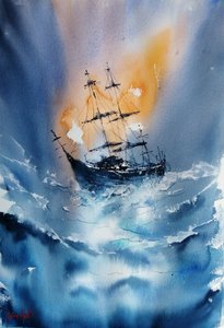 Navire en pleine tempête - Giorgio Gosti
