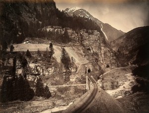 Un tronçon du chemin de fer du Saint-Gothard à Faido - Giorgio Sommer