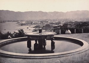 Panorama depuis la Villa Belmonte avec la fontaine. Palerme
