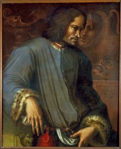 Laurent de Médicis (1449 - 1492) (Laurent le Magnifique : Lorenzo il Magnifico). Peinture de Giorgio Vasari (1511 - 1574). Musée des Offices. Florence