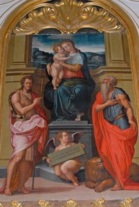 Madone et Enfant entre Saint Jean Baptiste et Saint Jérôme, peinture de Giorgio Vasari, église du monastère de Camaldoli, Camaldoli, Toscane, Italie - Giorgio Vasari