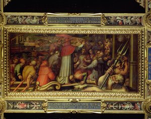Le pape Eugène IV arrivant à Livourne du plafond du Salone dei Cinquecento, 1565 - Giorgio Vasari