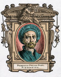 Portrait de Domenico PULIGO [1492-1527] peintre italien. Gravure du traité « Vies des plus excellents peintres, sculpteurs et architectes » (Le Vite de