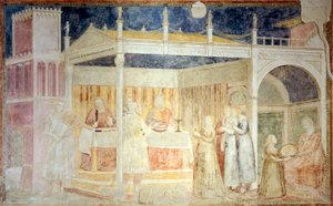 Italie, Florence, Basilique de Santa Croce, Chapelle Peruzzi, Festin d