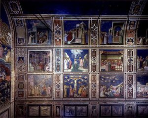 Vue du mur nord représentant des scènes de la Vie de la Vierge et de la Vie du Christ, c.1305