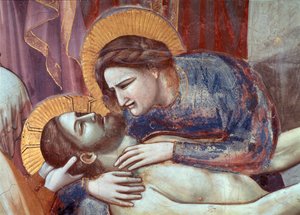 Lamentation du Christ, détail de la Vierge (fresque) - Giotto (c.1266 1337)