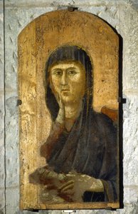 Madone. Portrait de la Vierge sur fond doré. Peinture de Giotto di Bondone (1267? -1337), vers 1290. Tempera sur bois. Taille : 81,5 x 41 cm. Borgo San Lorenzo, Pieve. - Giotto (c.1266 1337)