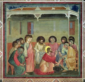 Le Christ lavant les pieds des disciples (post restauration) - Giotto di Bondone
