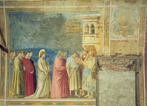La Procession de Mariage de la Vierge, c.1305 (après restauration) - Giotto di Bondone