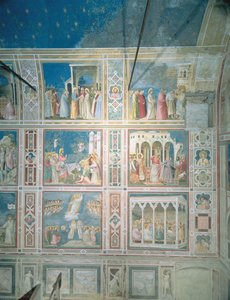 Vue des fresques sur le mur gauche, c.1303-05 (post-restauration) - Giotto di Bondone