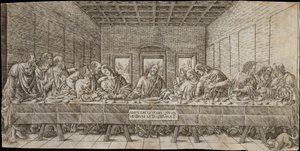 La Cène, avec un épagneul, vers 1500