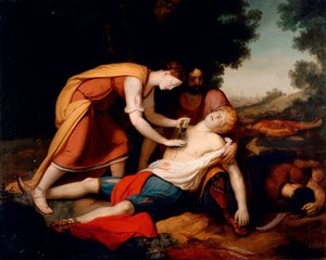 Erminia soignant Tancrède, par Gerolamo Costa (1777 -?) - Giovanni (1826 1903) Costa