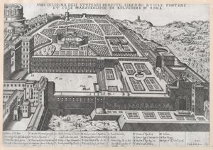 Speculum Romanae Magnificentiae: Vue aérienne du Belvédère et de ses jardins, 1579 - Giovanni Ambrogio Brambilla.