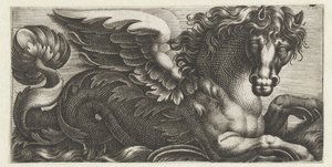 Cheval marin ailé avec un bouton de feuilles à sa queue - Giovanni Andrea Maglioli