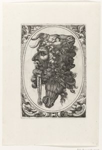 Composition de deux visages, une tête de cheval et une tête de chèvre - Giovanni Andrea Maglioli