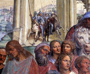 Comment Benoît rencontre les jeunes Romains Maur et Placid (détail) - Giovanni Antonio Bazzi Sodoma