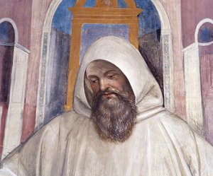 Saint Benoît donne la règle aux moines olivétains (détail) - Giovanni Antonio Bazzi Sodoma