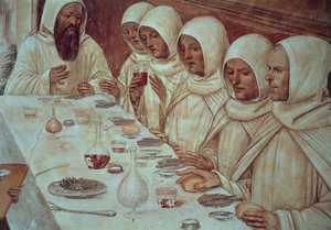 Saint Benoît ayant obtenu une ample farine et nourri les moines (détail)