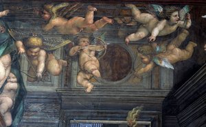 La Sala delle Nozze di Alessandro e Rossana (détail) de putti volants - Giovanni Antonio Bazzi Sodoma