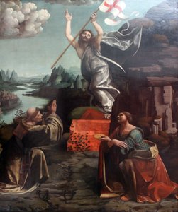 La Résurrection du Christ avec Saint Léonard de Noblac et Lucie - Giovanni Antonio Boltraffio
