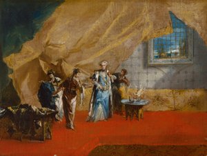 Intérieur : Une sultane prenant un café dans le harem - Giovanni Antonio Guardi