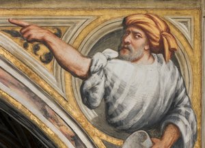Nef centrale, Plume deuxième travée sud, Buste avec prophète - Giovanni Antonio Pordenone