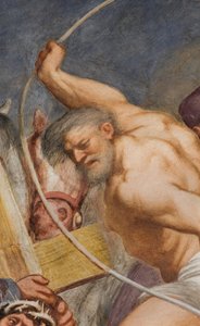 Nef centrale, Deuxième travée sud, Jésus tombe sous la croix - Giovanni Antonio Pordenone
