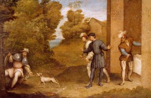 Saint Roch nourri par un chien, compartiment du Retable de Saint Gotthard - Giovanni Antonio Pordenone