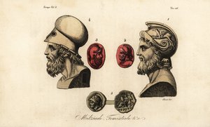 Busts et gemmes des politiciens athéniens Miltiade le Jeune, Thémistocle et le roi Pyrrhus I - Giovanni Antonio Sasso