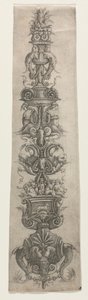 Arabesque droite avec masques, cupidons et néréides - Giovanni Antonio da Brescia