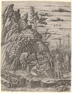 La Mise au Tombeau avec Trois Oiseaux - Giovanni Antonio da Brescia, after Andrea Mantegna