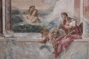 Palazzina : vue de la première salle et de ses fresques représentant des épisodes de l