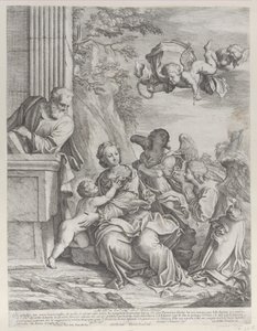 La Sainte Famille avec des anges à droite et au-dessus, 1652