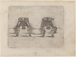 Deux Figures Cubiques avec leurs Mains au Sol