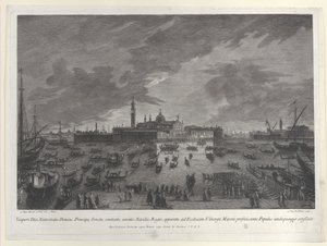 Vue nocturne de la procession la veille de Noël du Doge et du Sénat vénitien à San G..., 1763