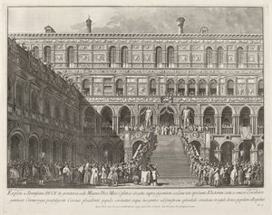 Le Doge couronné sur la Scala dei Giganti du Palais des Doges, 1763-1766 - Giovanni Battista Brostoloni